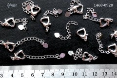 Застежка-карабин "сердце" с цепочкой, 10х13 мм, №1468-0920, 1 шт