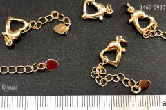 Застежка-карабин "сердце" с цепочкой, 10х13 мм, №1469-0920, 1 шт Застежка-карабин "сердце" с цепочкой, 10х13 мм, №1469-0920, 1 шт
