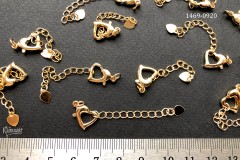 Застежка-карабин "сердце" с цепочкой, 10х13 мм, №1469-0920, 1 шт