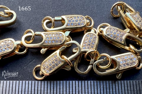 Карабин 16 мм с фианитами № 1665, 1 шт. Карабин 16 мм с фианитами № 1665, 1 шт.