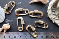 Замок крупный винтовой с фианитами, овал 14х27 мм, №1670, 1 шт. Замок крупный винтовой с фианитами, овал 14х27 мм, №1670, 1 шт.