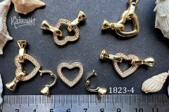 Застежка трехкомпонентная "сердце 15 мм" с фианитами, №1823-4, 1 шт Застежка трехкомпонентная "сердце 15 мм" с фианитами, №1823-4, 1 шт