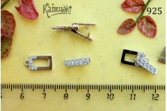 Застежка двухкомпонентная серебристая с фианитами № 925, 1 шт Застежка двухкомпонентная серебристая с фианитами № 925, 1 шт