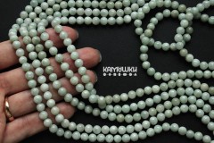 Жадеит светлый, шар гладкий 6 мм, набор 16 бусин