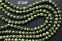 Змеевик лакированный, шар гладкий 10 мм, набор 9 бусин