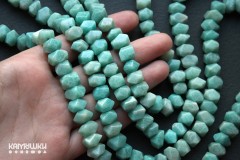 Амазонит, граненые кусочки прямоугольные, набор 13 бусин