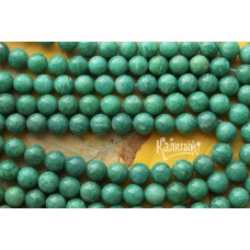 Амазонит, зеленые оттенки, шар гладкий 10 мм, набор 4 бусины