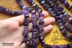 Аметист, граненые кусочки прямоугольные, набор 13 бусин