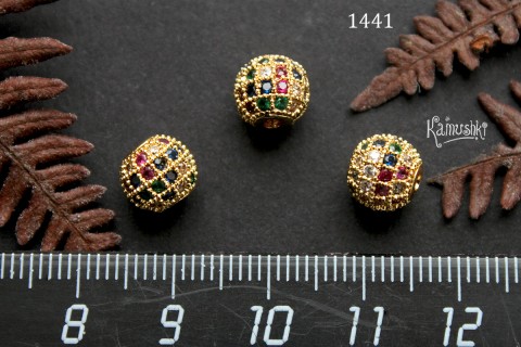 Бусина-шар с фианитами №1441, 8 мм, 1 шт.