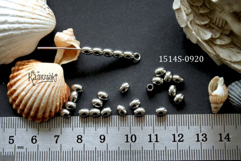 Бусина "рис", 4х6 мм, сталь, №1514S-0920, 1шт