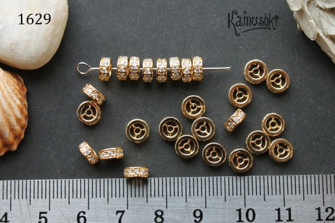 Рондель с фианитами, 2,5х6 мм, №1629, 1 шт