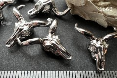 Бусина фигурная "рогатый череп" с фианитами, 18х20 мм, №1660, 1 шт