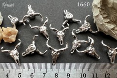 Бусина фигурная "рогатый череп" с фианитами, 18х20 мм, №1660, 1 шт