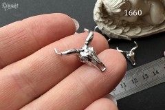 Бусина фигурная "рогатый череп" с фианитами, 18х20 мм, №1660, 1 шт