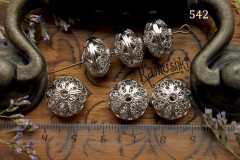 Бусина-рондель ажурная, 10х14 мм, №542, 1 шт Бусина-рондель ажурная, 10х14 мм, №542, 1 шт