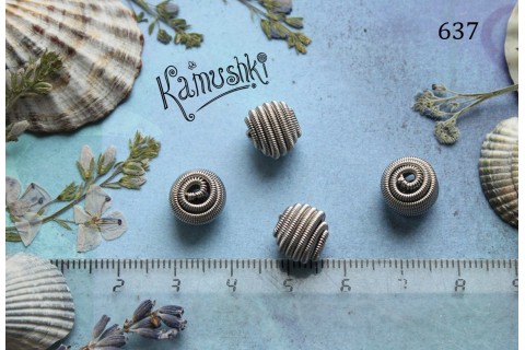 Бусина "пружинка" серебристая, 10 мм, №637, 1 шт
