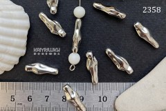 Бусина вытянутая "жидкий металл" 6х18мм, №2358, 1 шт