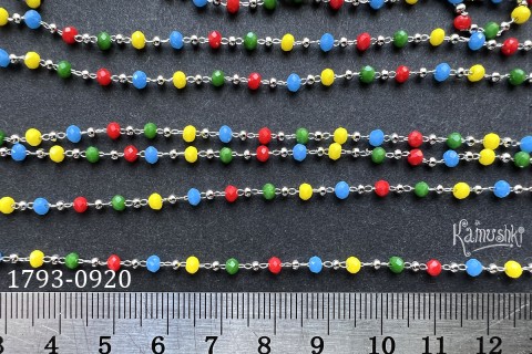 Цепь фигурная с бусинами 3 мм, №1793-0920, отрезок 25 см Цепь фигурная с бусинами 3 мм, №1793-0920, отрезок 25 см