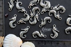 Морской конек, подвеска серебристая, 1 шт Морской конек, подвеска серебристая, 1 шт