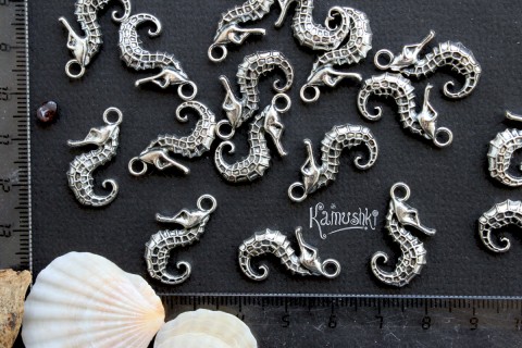 Морской конек, подвеска серебристая, 1 шт
