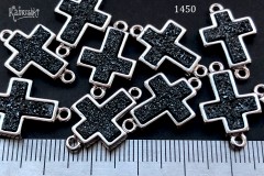 Коннектор с друзой кварца "крестик" черный, №1450, 13х15 мм, 1 шт. Коннектор с друзой кварца "крестик" черный, №1450, 13х15 мм, 1 шт.