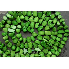 Коралл тонированный, цвет светло- зеленый, кусочки, набор 11 бусин