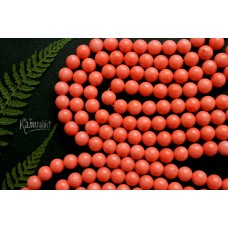 Коралл оранжево-лососевый, шар 6 мм, набор 16 бусин