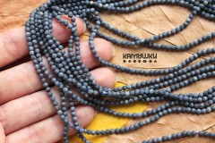 Коралл природный облагороженный, голубой, шар граненый 3 мм, набор 9,5 см