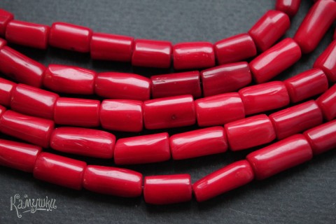 Коралл красный, цилиндры произвольной огранки 7х11 мм, набор 9 см