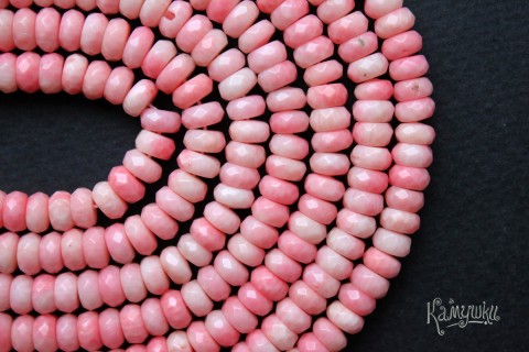 Коралл, розовый, рондель граненый, 3х6 мм, набор 9,5 см