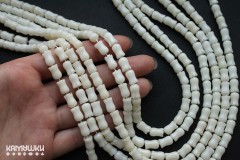 Коралл белый, "тюльпан" 6х9 мм, набор 10 бусин