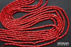 Коралл красный, "тюльпан" 3х7 мм, набор 13 бусин