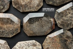 Коралл окаменелый "кружевной", плоская граненая капля 36х50 мм, набор 2 бусины Коралл окаменелый "кружевной", плоская граненая капля 36х50 мм, набор 2 бусины