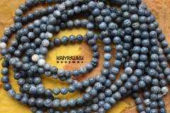 Коралл природный облагороженный, голубой, шар гладкий 6,5 мм, набор 14 бусин