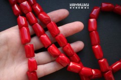 Коралл красный, цилиндры крупные 13-16 мм, набор 7 бусин
