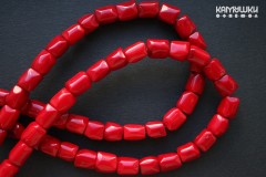 Коралл красный, цилиндры средние 11-13 мм, набор 5 бусин