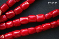 Коралл красный, цилиндры средние 11-13 мм, набор 5 бусин