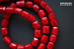 Коралл красный, цилиндры средние 11-13 мм, набор 5 бусин