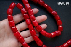 Коралл красный, цилиндры средние 11-13 мм, набор 5 бусин