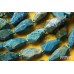 Коралл окаменелый синий, тонированный, капля гранёная 28х14 мм, набор 3 бусины