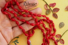 Коралл красный, капля продольная, набор 11 см Коралл красный, капля продольная, набор 11 см