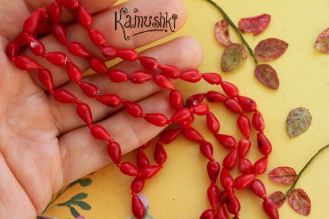 Коралл красный, капля продольная, набор 11 см