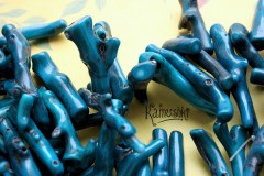 Коралл бирюзовый, палочки разной формы, набор 7 бусин