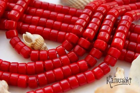Коралл красный, рондель, набор 9,5 см