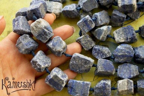 Лазурит, крупные куски, набор 4 бусины