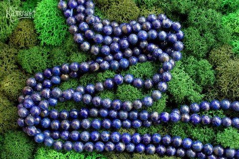 Лазурит (без усиления цвета) насыщенный, шар гладкий 6 мм, набор 16 бусин