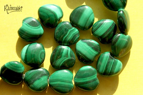 Малахит, "сердце", 12 мм, 1 шт