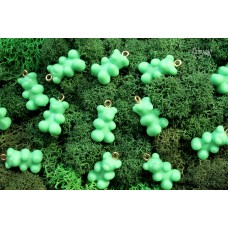 Подвеска "мишка", зеленый непрозр. пластик, 2 см, золотистый штифт, 1 шт