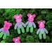 Подвеска "мишка", розово-фиолетово-зеленый, пластик, 4 см, 1 шт