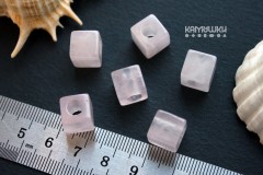 Розовый кварц, бусина "куб", 10 мм, 1 шт